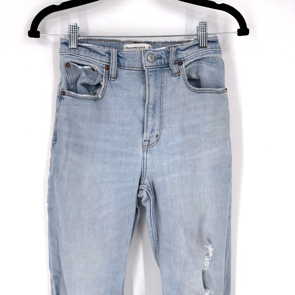 Abercrombie & Fitch Ultra High Rise Ankle Straight Jeans Distressed Size 25 - Picture 5 of 12